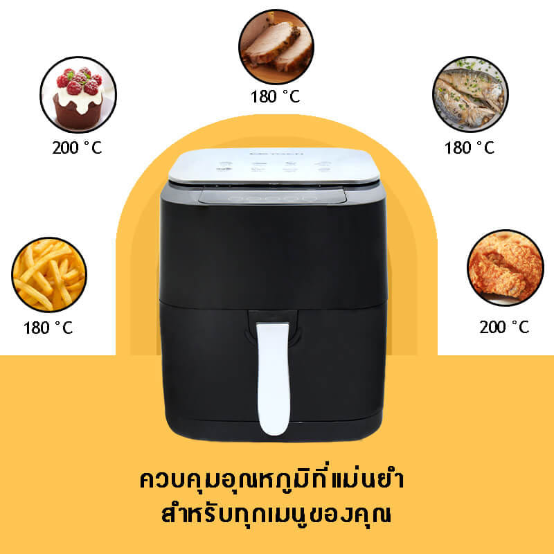 หม้อทอดไร้น้ำมัน OXYGEN รุ่น KW-812 ขนาด 5 ลิตร สีดำ_2
